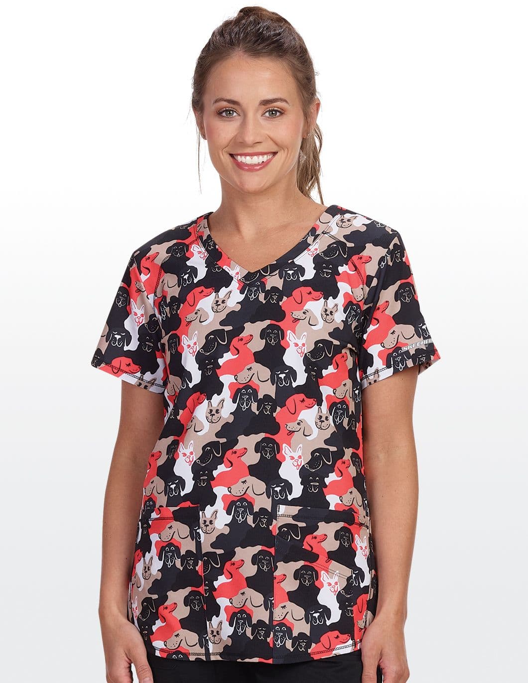 cherokee-womens-feline-fierce-print-scrub-top