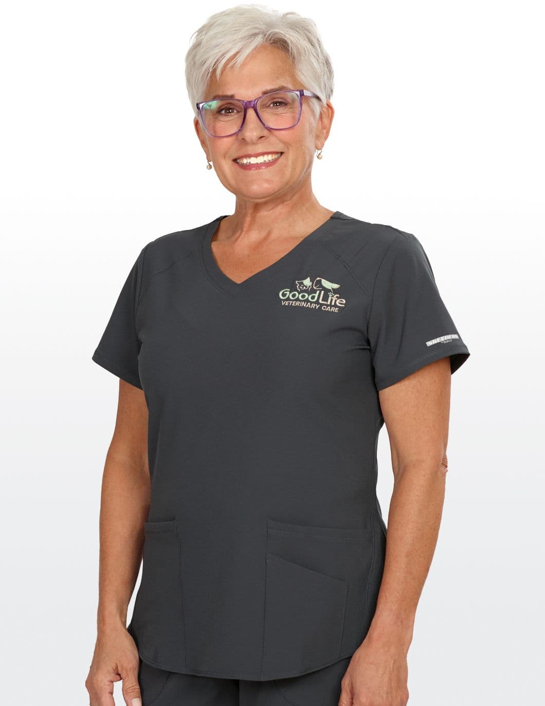 Skechers-Womens-Three-Pocket-Scrub-Top-Pewter
