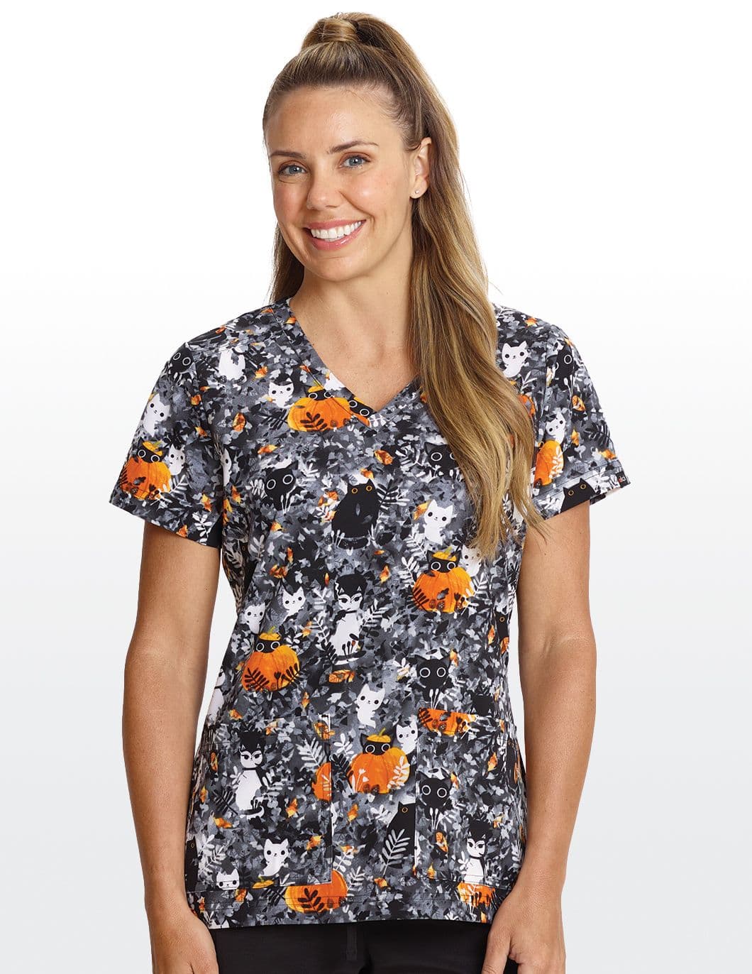 Koi Print Scrub Top Purry Leaves