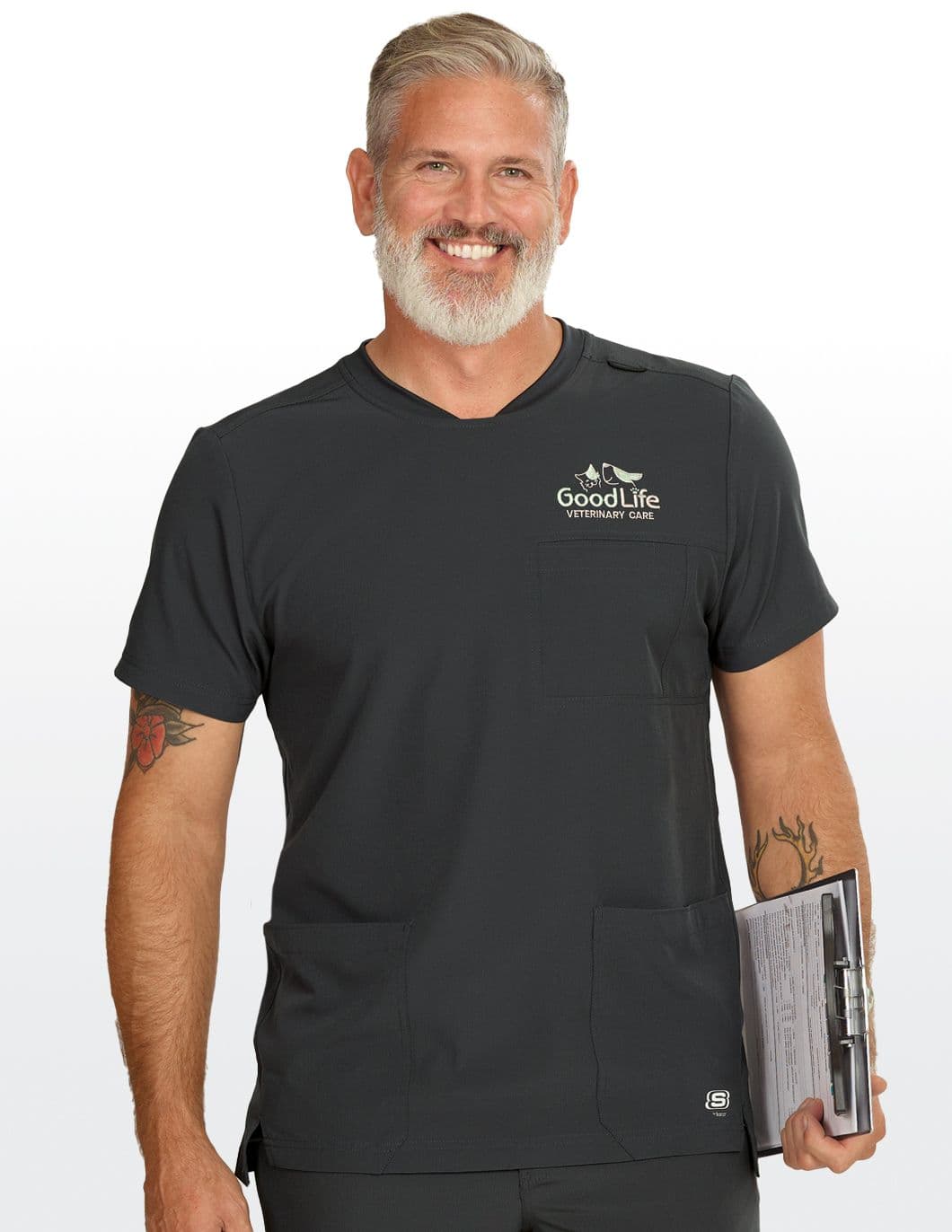 Skechers-Mens-Three-Pocket-Scrub-Top-Pewter