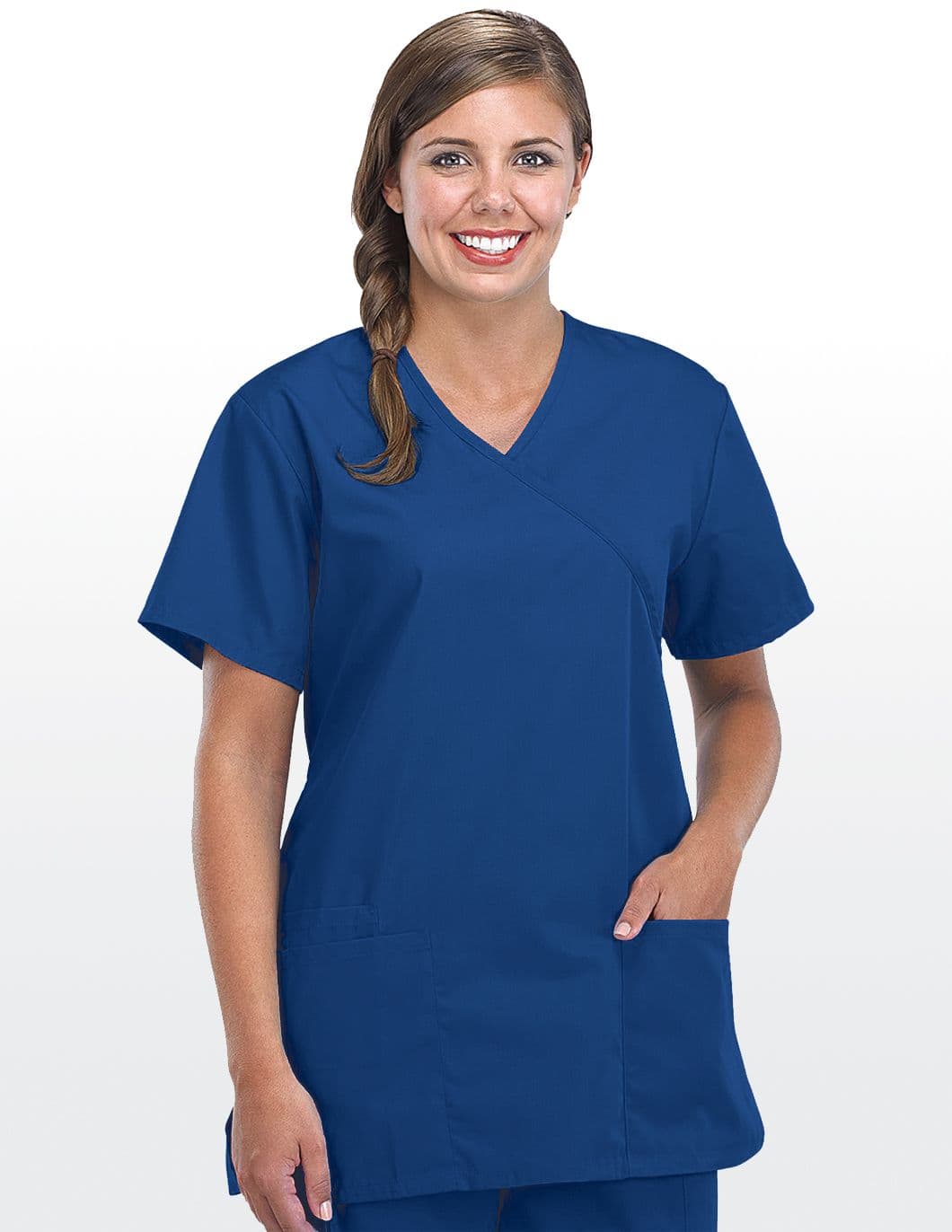 cherokee-originals-womens-mock-wrap-tunic-scrub-top-royal