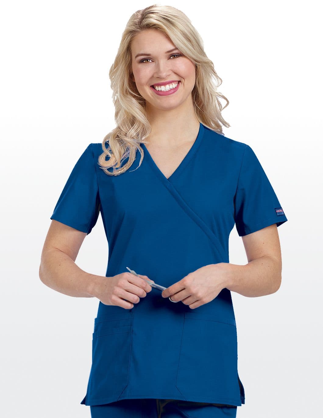 Cherokee Originals Rib Knit Mock Wrap Scrub Top