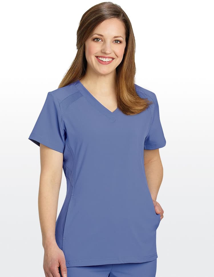 White Cross Fit VNeck Scrub Top