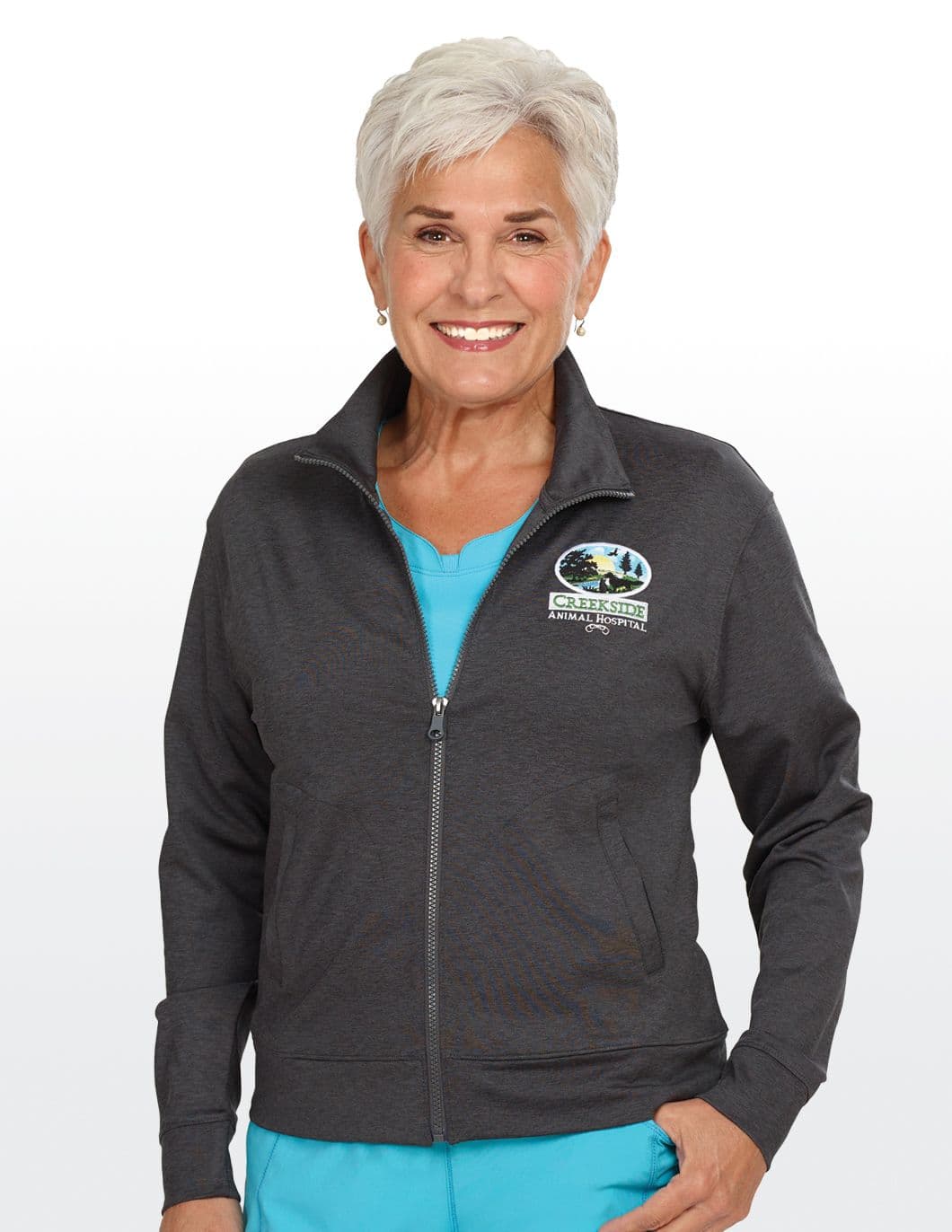 Port-Authority-Womens-Snag-Resistant-Full=Zip-Jacket-Heather-Grey