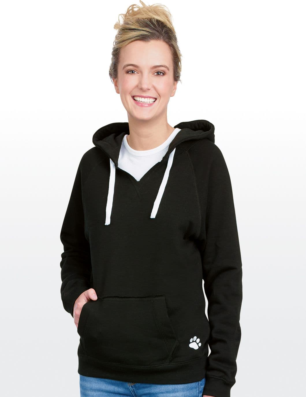 sueded-fleece-womens-v-neck-sweatshirt-with-paws