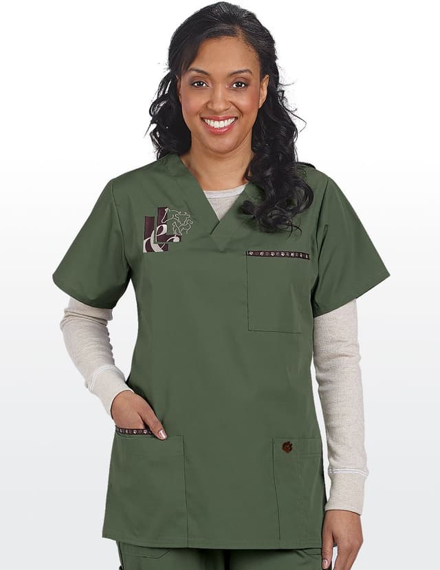 Cherokee Originals Paw Trim Three Pocket Scrub Top