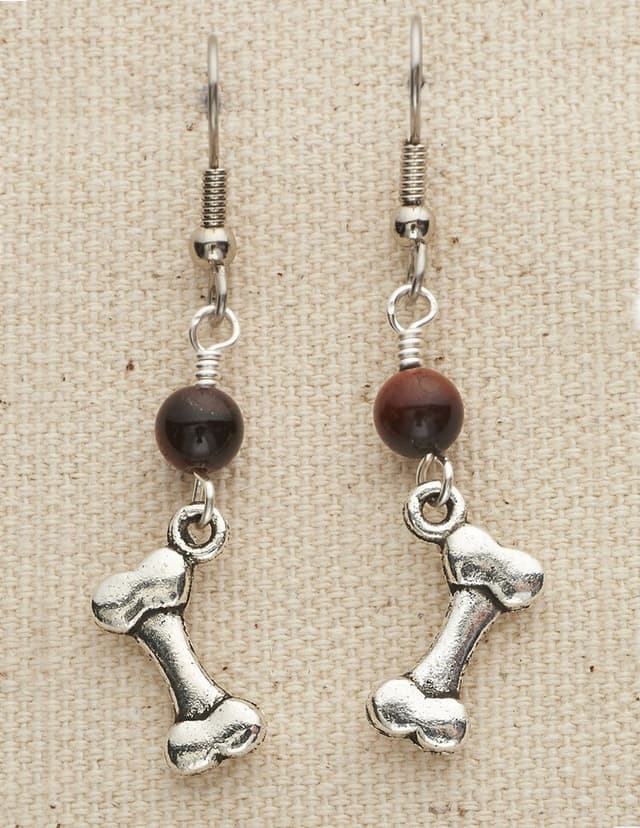 Pewter Dog Bone Earrings