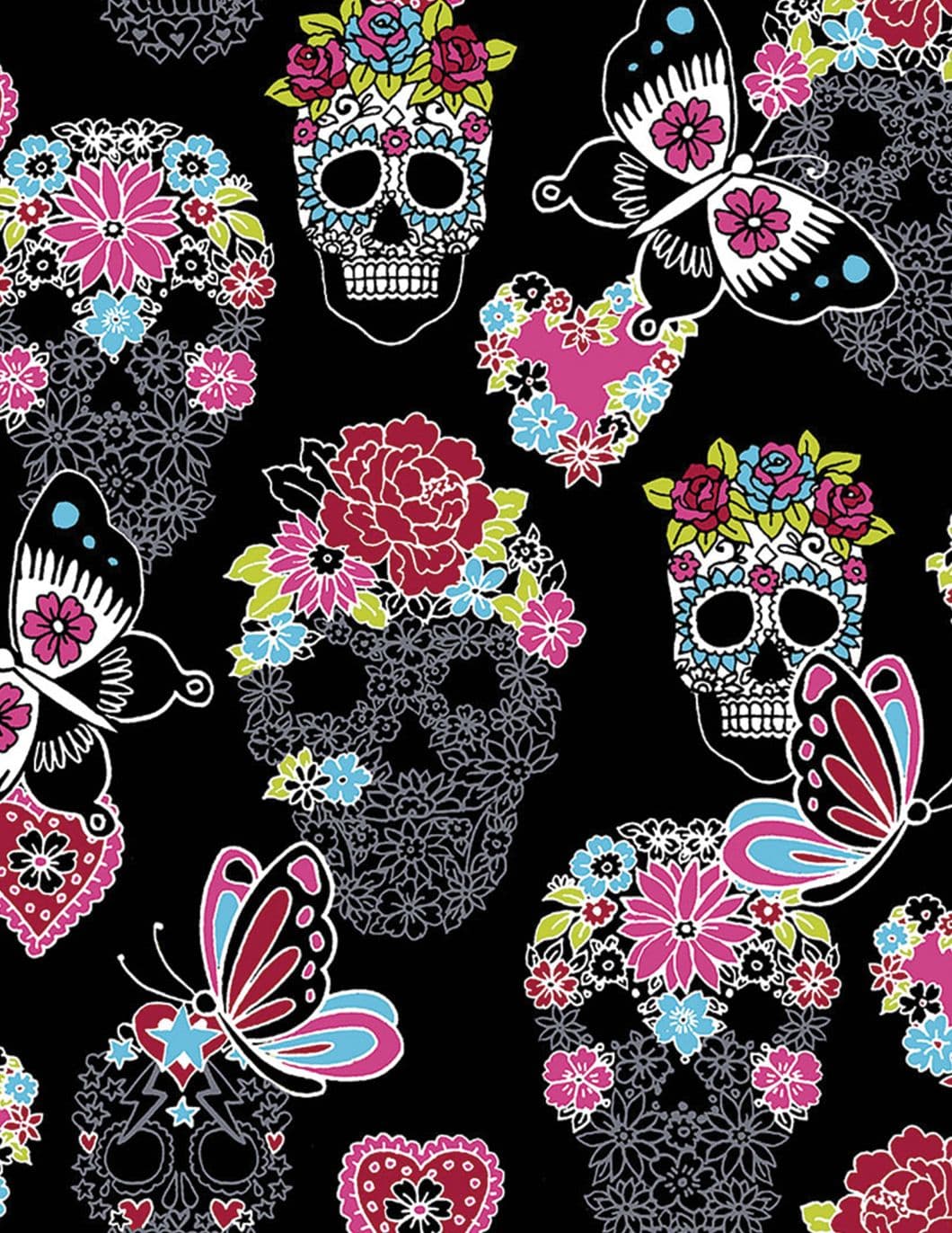 Cherokee Print Scrub Top Sugar Skull Flutter