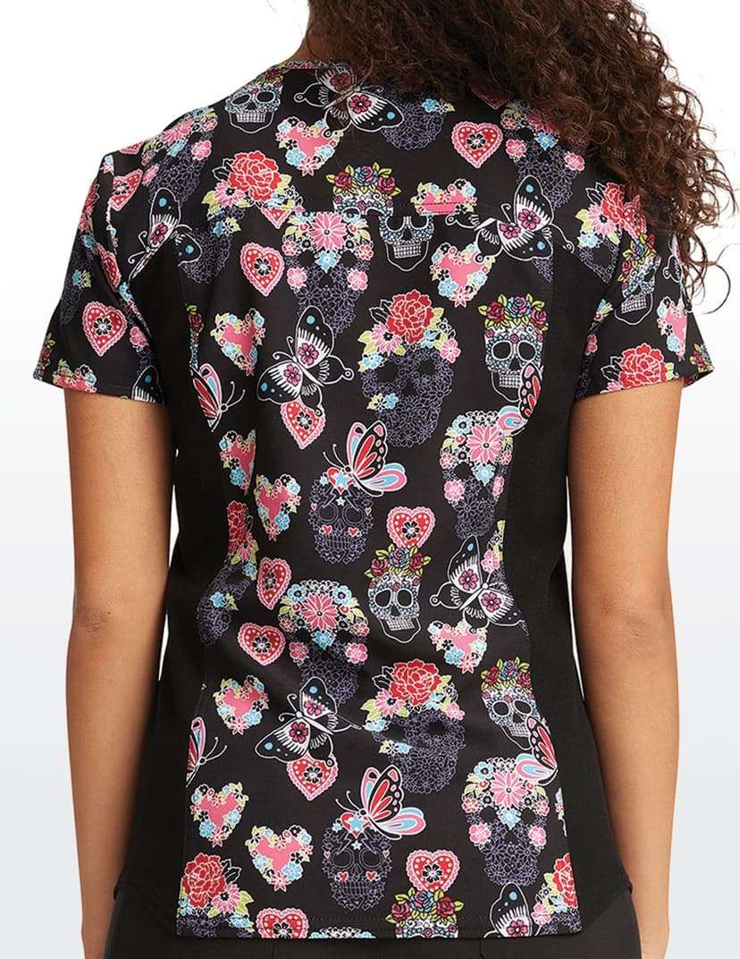 Cherokee Print Scrub Top Sugar Skull Flutter