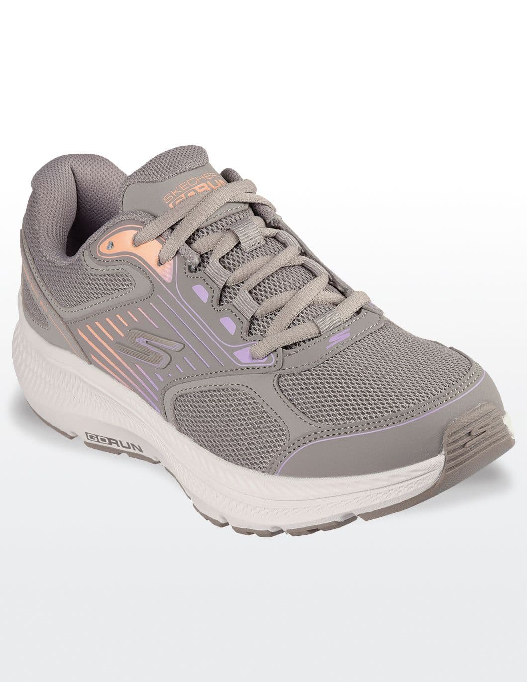 medical-tennis-shoes-Skechers-womens-taupe-mint-front