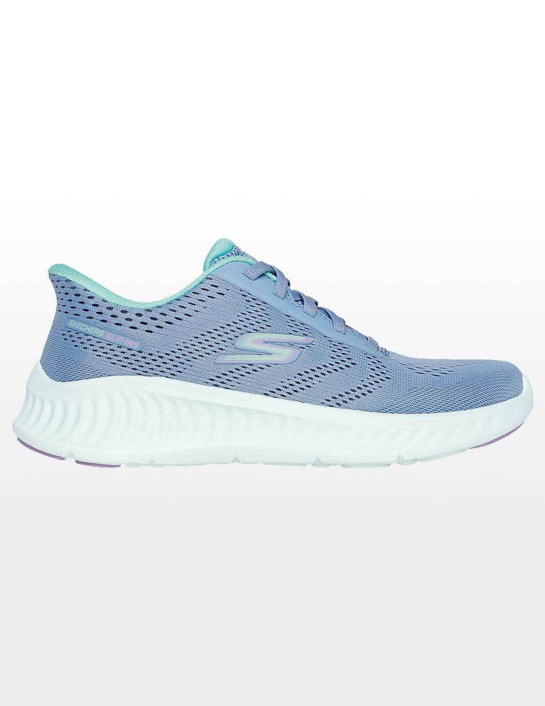 medical-tennis-shoes-Skechers-womens-blue-green-side