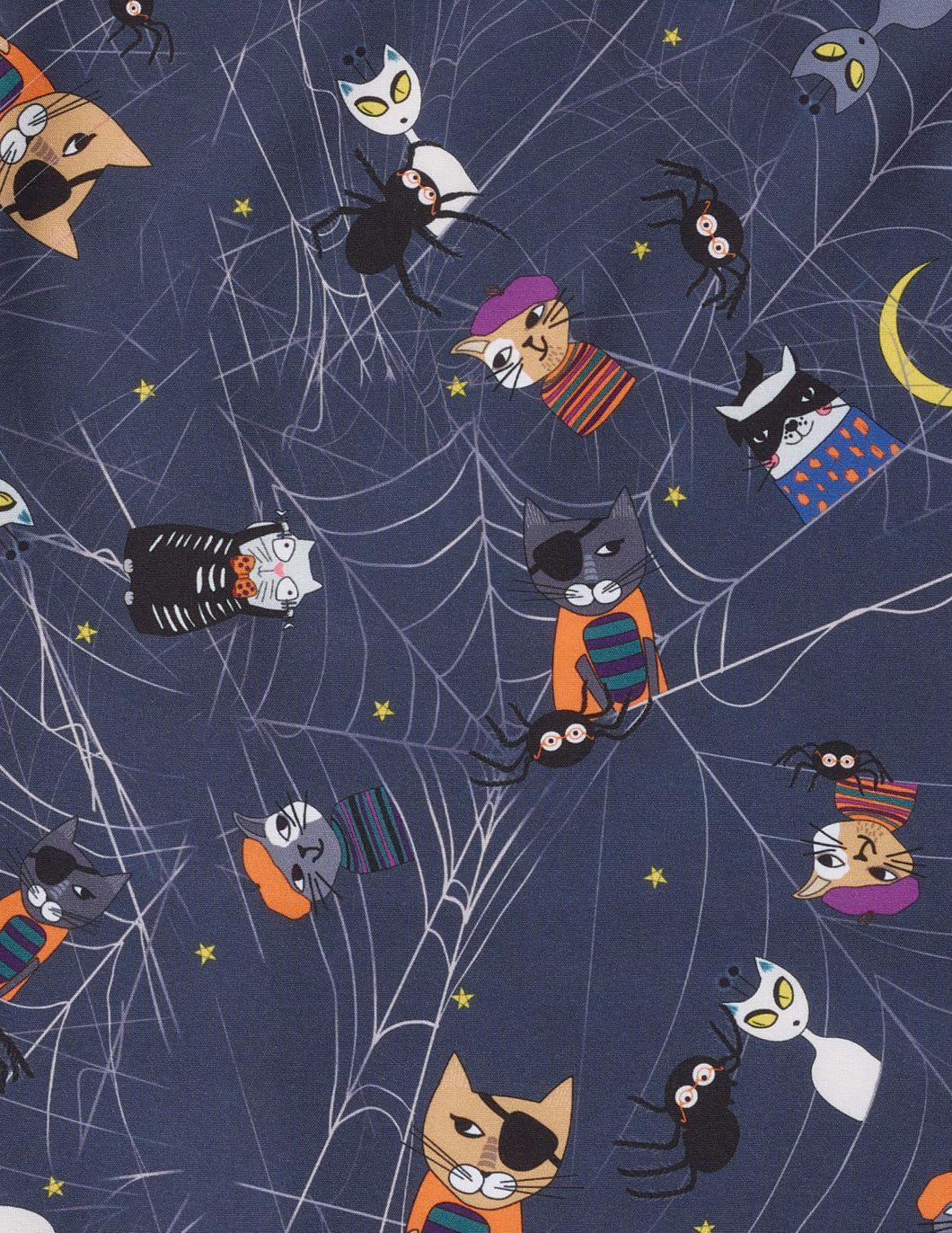 Maevn-Halloween-Holiday-Print-Scrub-Top-Midnight-Meows