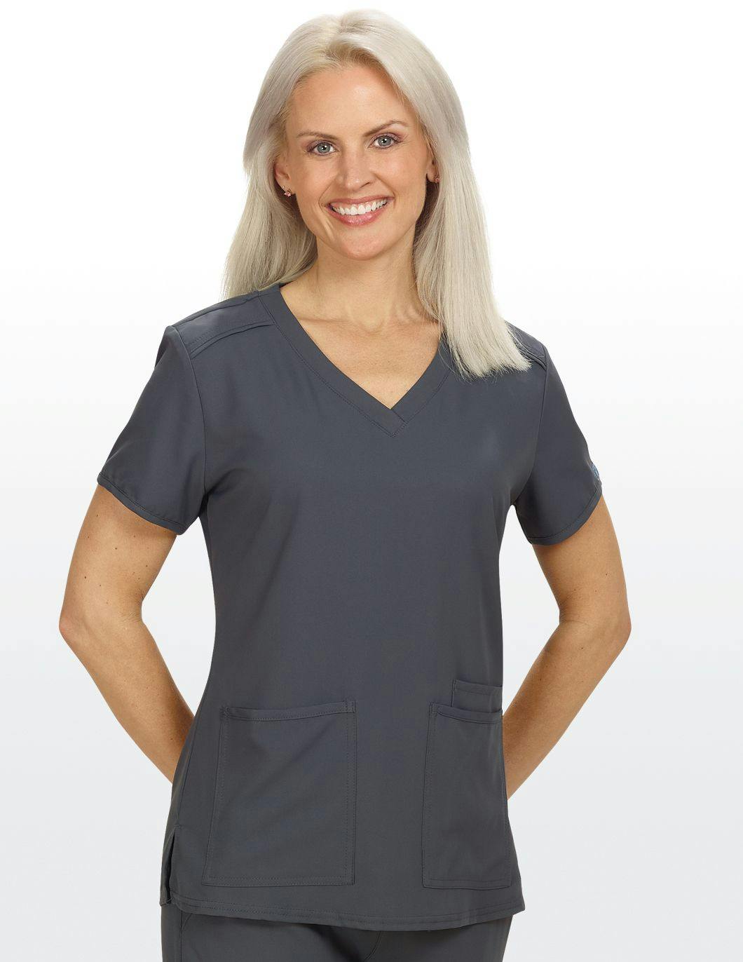 Med-Couture-Womens-Three-Pocket-Scrub-Top-Charcoal