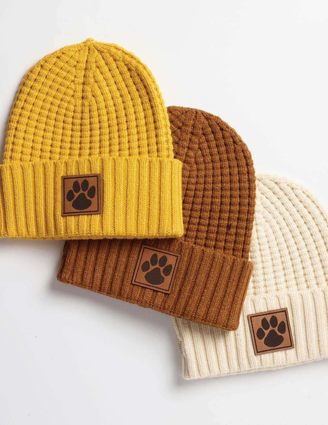 Cap-America-Waffle-Knit-Cap-with-Leather-Paw-Patch-Colors