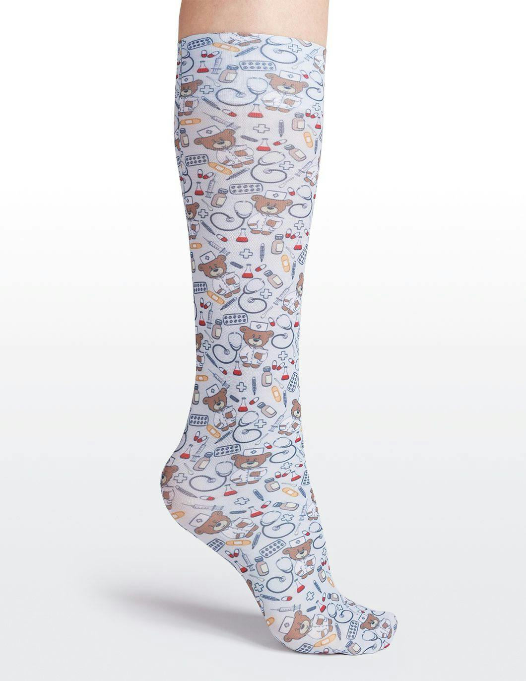 cutieful-compression-socks-nurse-bears-print