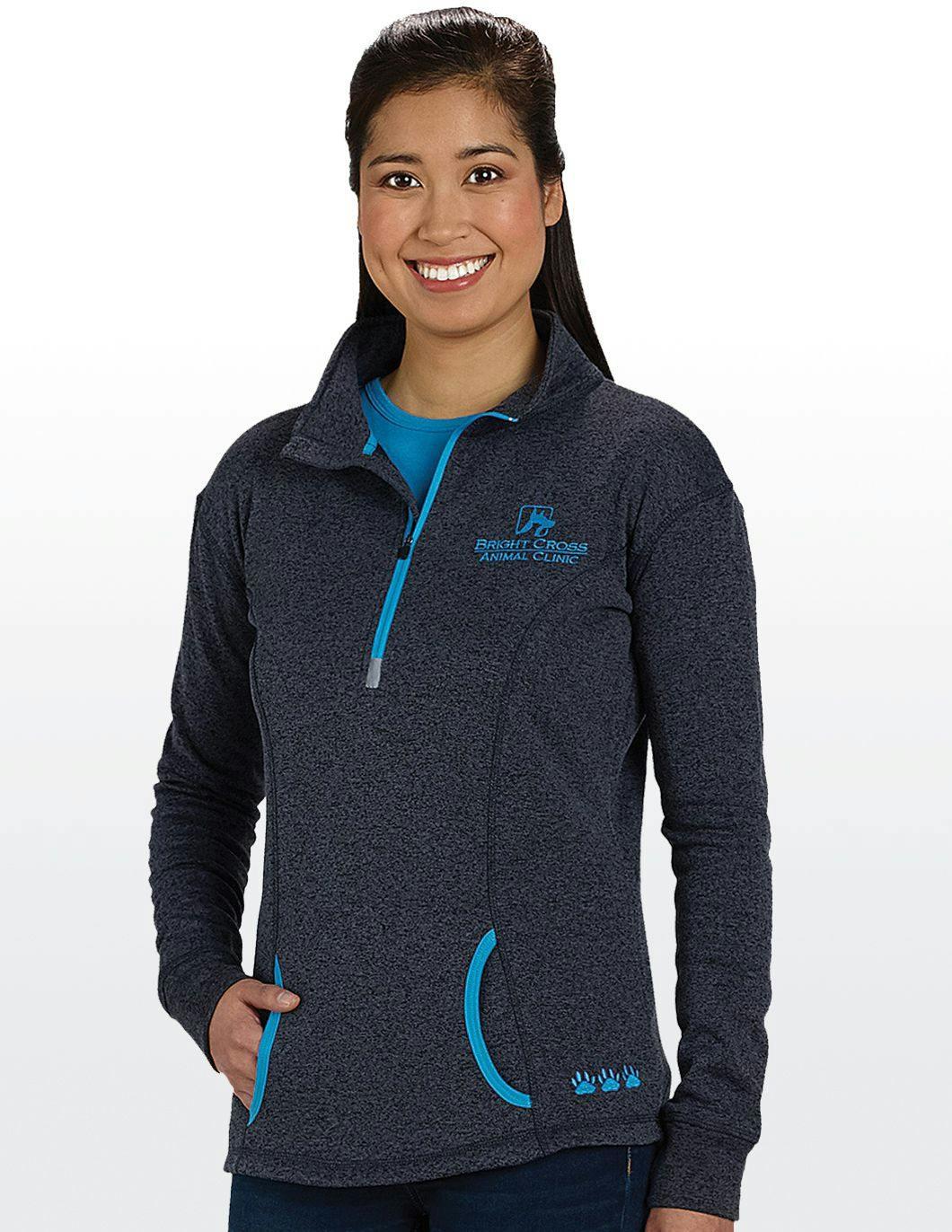 cosmic-1/4-zip-womens-pull-over-onyx-electric-blue