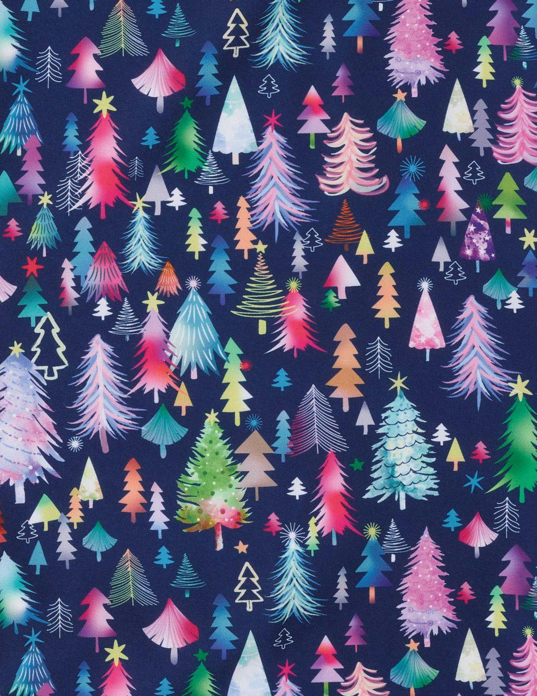 Maevn-Christmas-Hoilday-Print-Scrub-Top-Tree-Fest