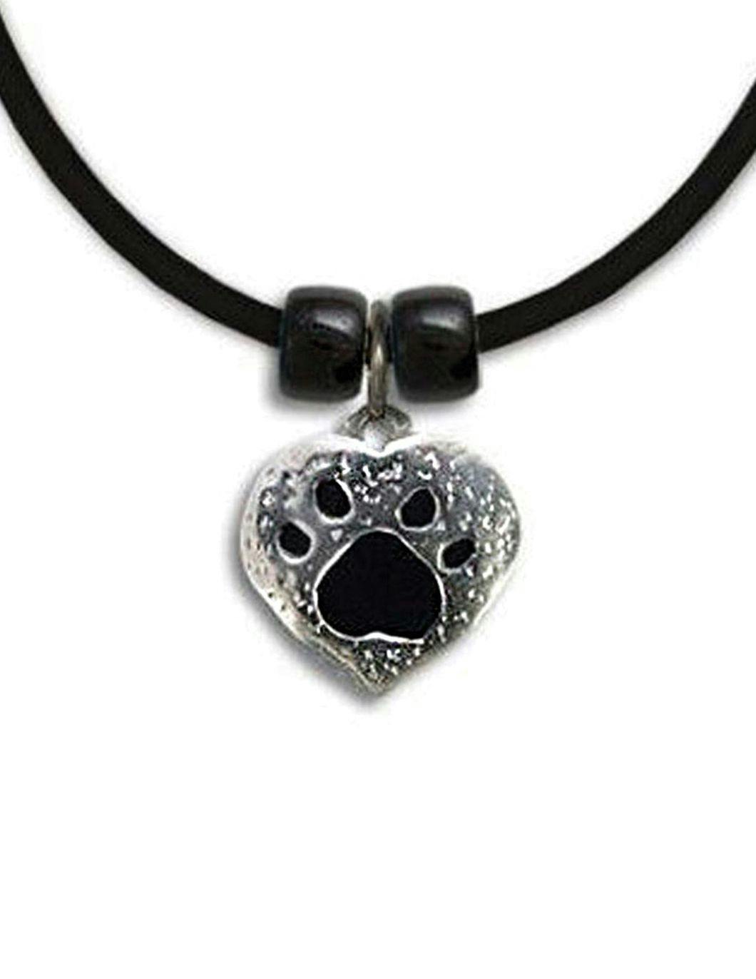 black-enamel-pewter-paw-heart-necklace