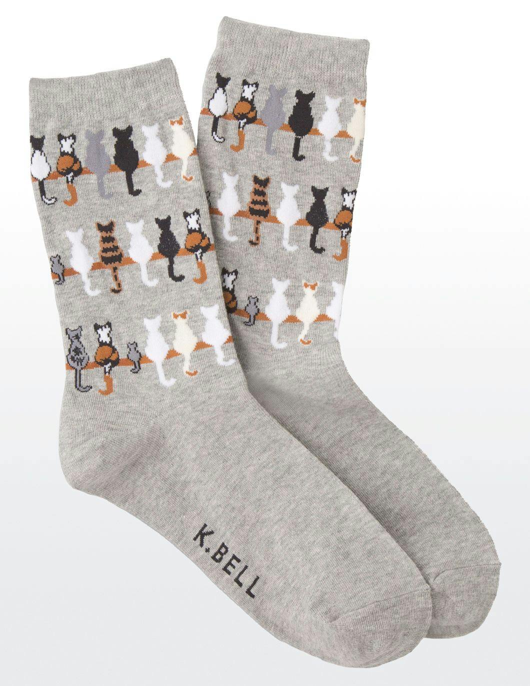 kbell-womens-cat-tails-grey-heather-print-socks