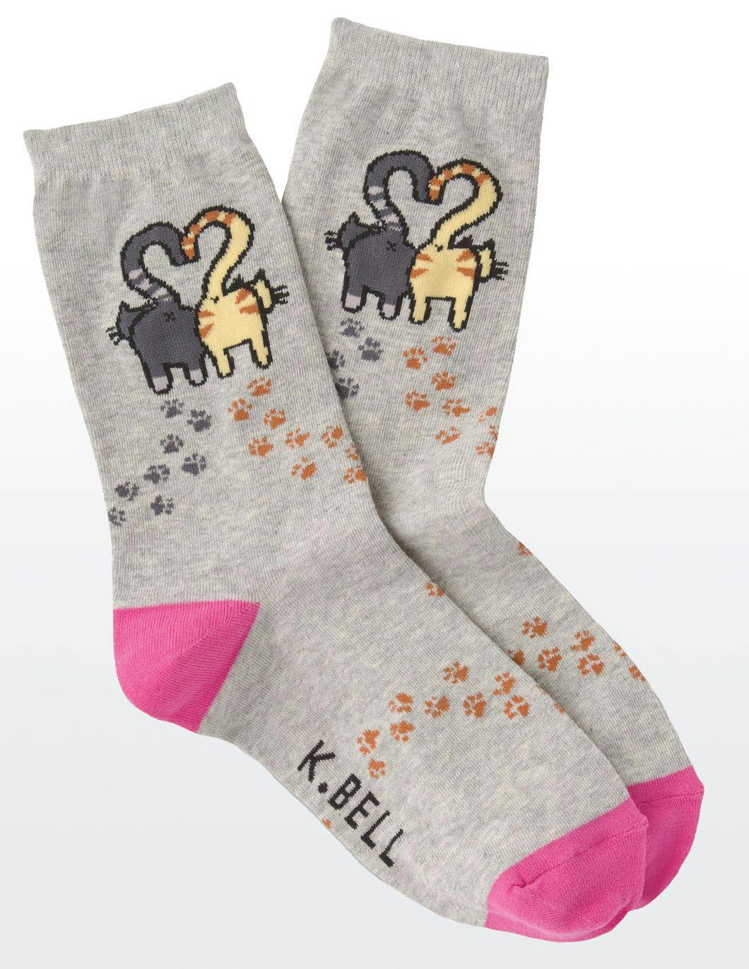 kbell-womens-cat-love-grey-heather-print-socks