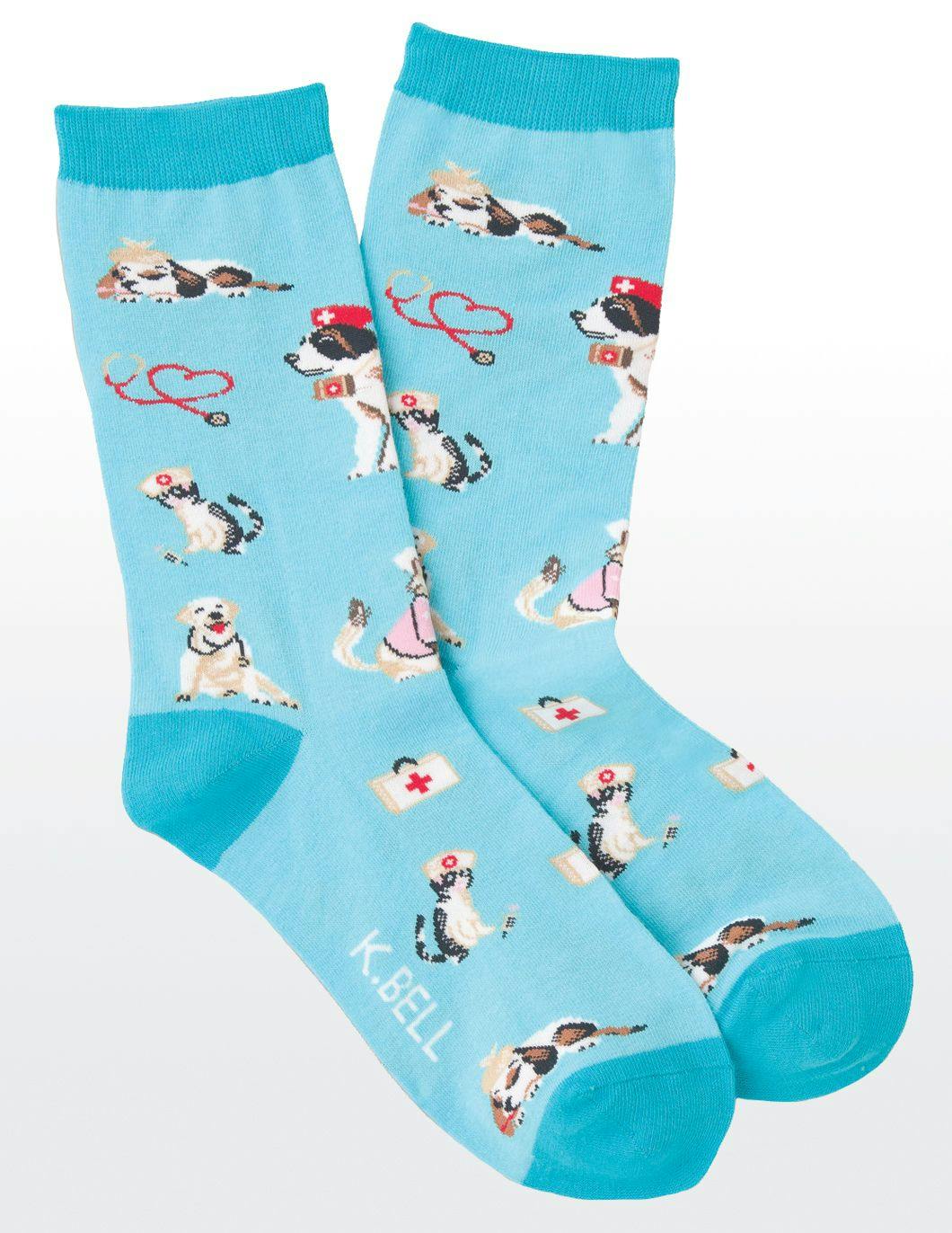 kbell-womens-veterinarian-blue-print-socks