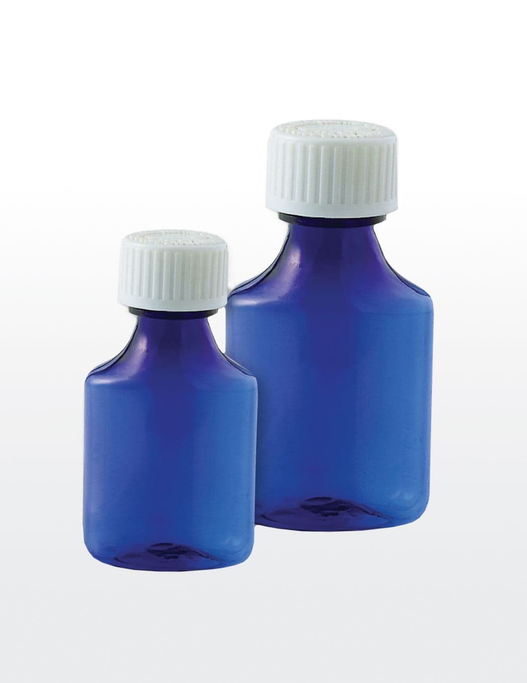 BLUE Plastic Liquid Ovals w/ Child Res. Cap 1OZ Qty 50