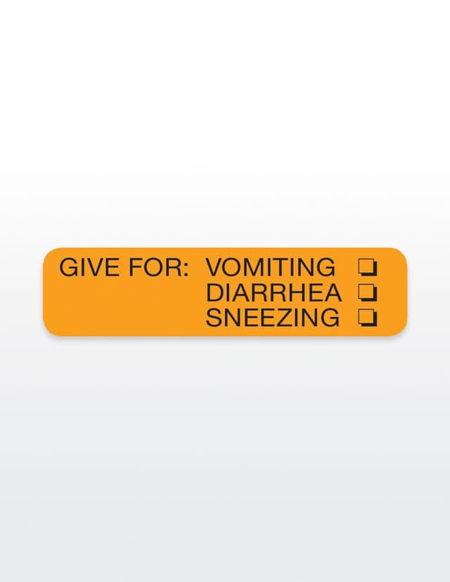 Vomiting Sticker GIVE FOR: VOMITING, DIARRHEA, OR SNEEZING Med. Stickers